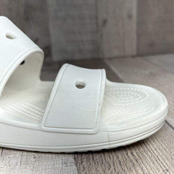 Crocs Women's Classic Slide Sandal Comfort Two Strap Slip On White Size 8 - Picture 15 of 16